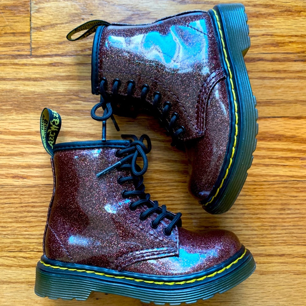 Like new. Dr. Martin Toddler Boots. Brown-burgundy w/ sparkles.